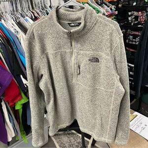 The North Face XL Half Zip Pullover Jacket Zip Pocket Fleece Gray Sweatshirt